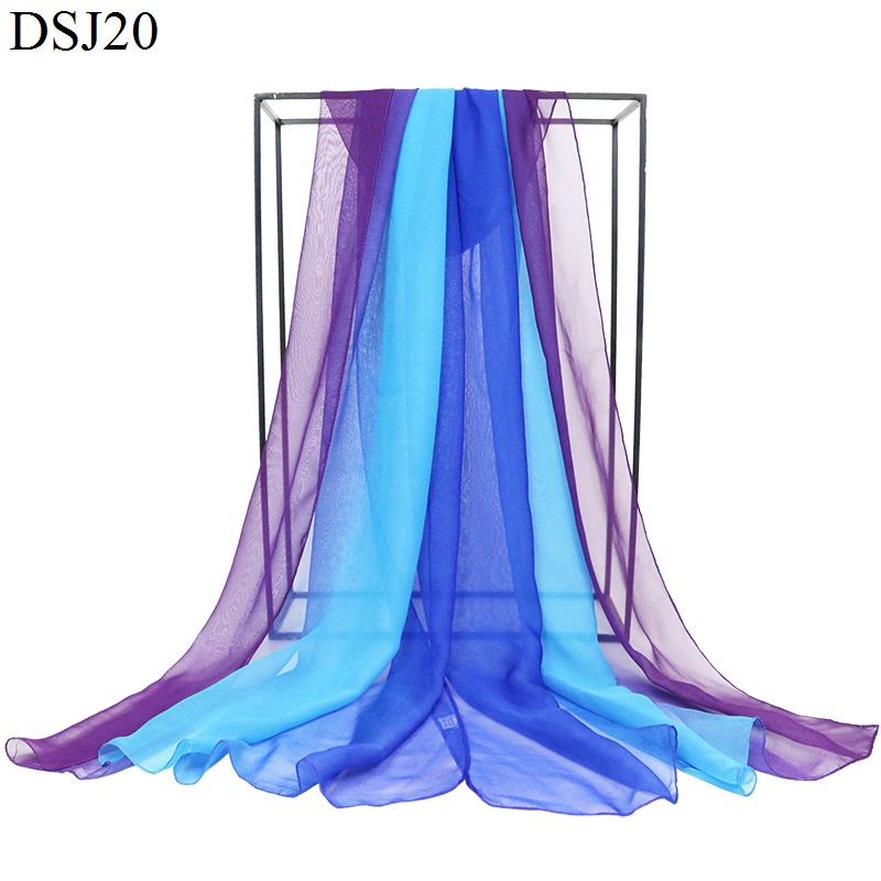 Large Size Georgette Gradual Color Silk Scarf Women's Beach Scarf Body Scarf Catwalk Dance Dance Silk Scarf Wholesale