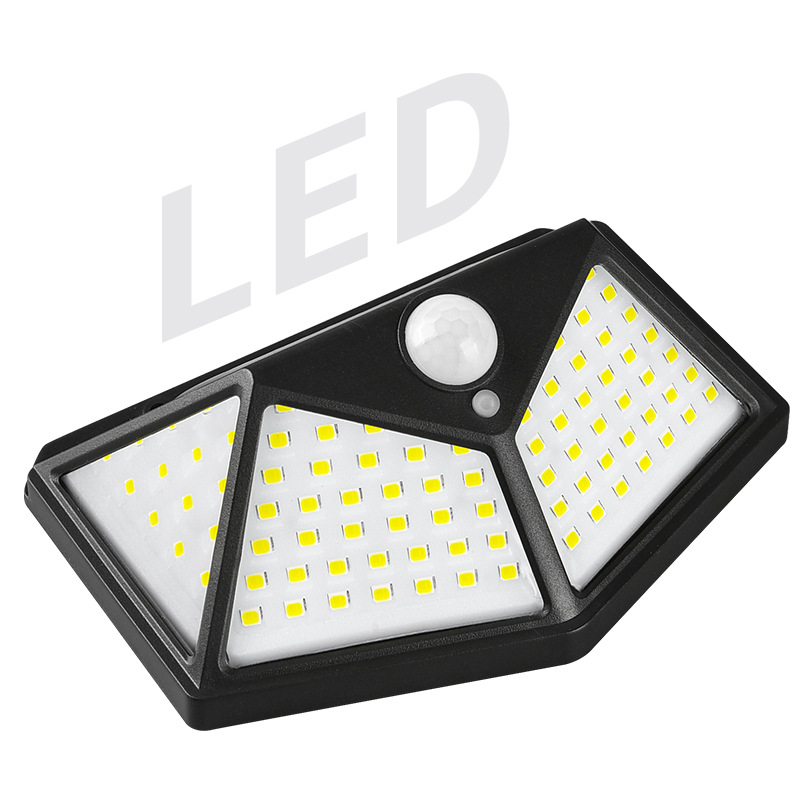 Lingpai 100LED solar wall Lamp, four-sided illuminated solar lamp for courtyard, human body sensing waterproof staircase lamp Specification image