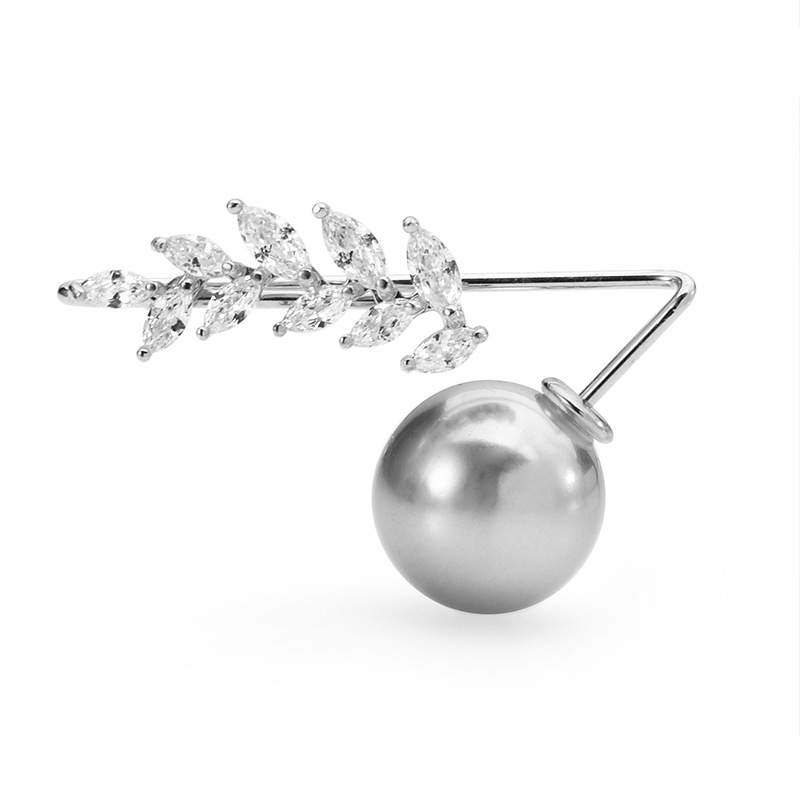 Anti-slip branch pearl simple brooch pin Creative buckle pin collar pin fixed buckle clothes accessories women Specification drawing