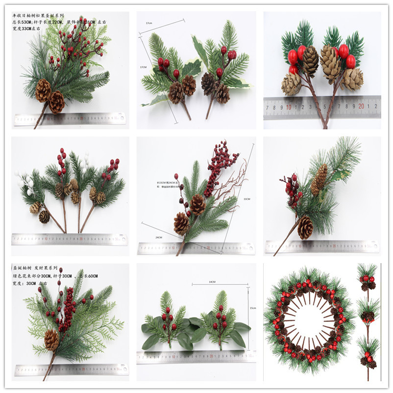DIY Christmas decoration bouquets, wreaths, Christmas trees, festive window displays, bar scenes, and simulated pinecone accessories details Picture