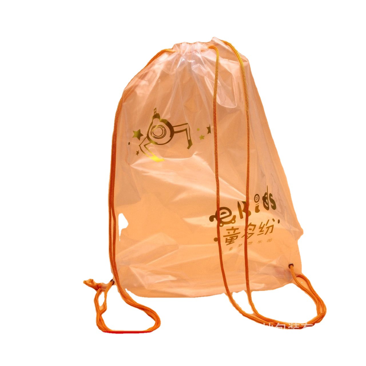 PE抽绳束口/透明塑料服装/厂家定制批发白底实物图