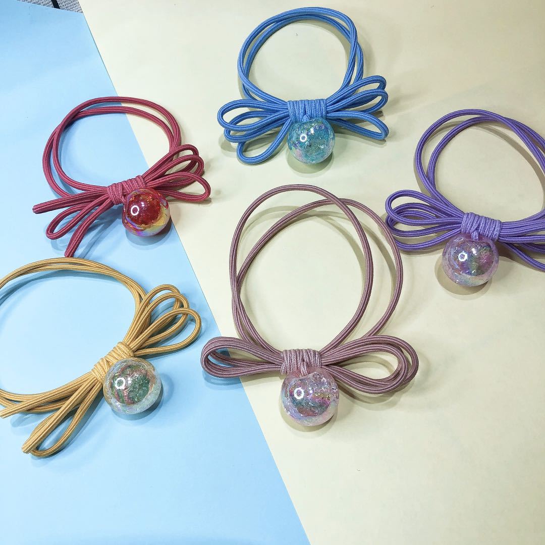 Wholesale of No. 116 cracked side holes, 100 yuan per bundle, one-yuan colored crystal bead hair tie and headwear, simple hair band and hair tie, fashionable hair tie accessories details Picture