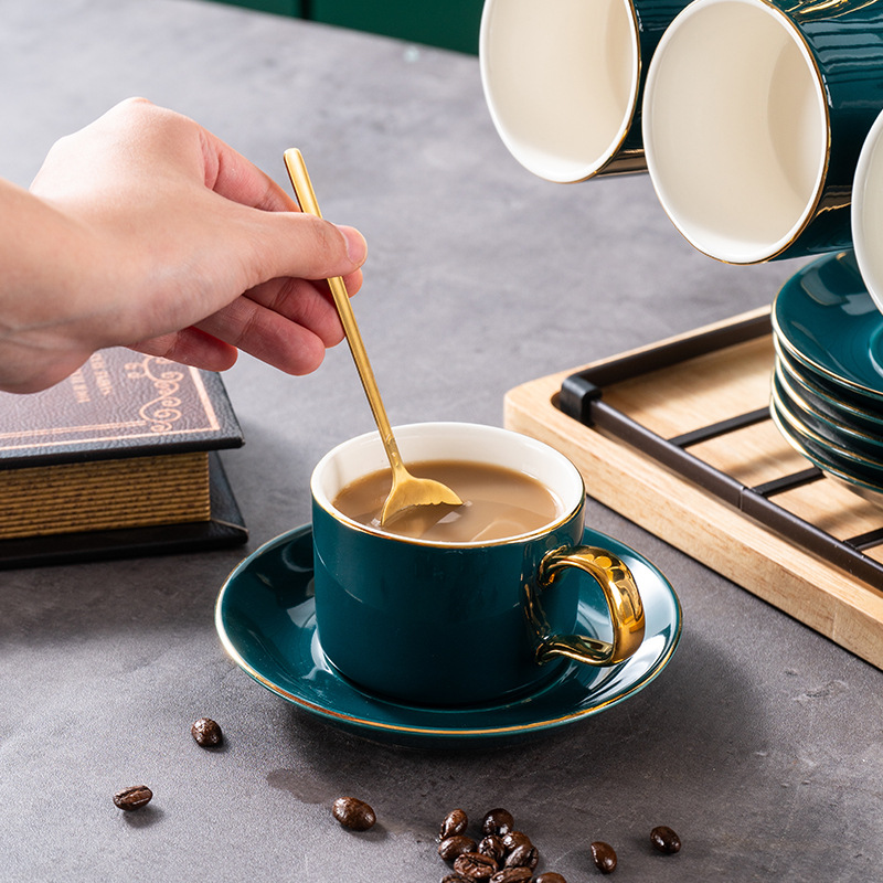 European-style small luxury coffee cup and saucer set with ceramic cups Specification image