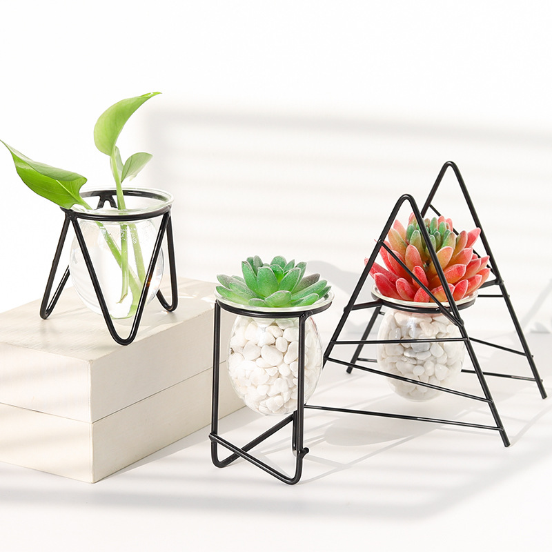 Nordic ins metal, ironwork, glass, hydroponic container, flower arrangement, creative home and office desktop flower arrangement details Picture