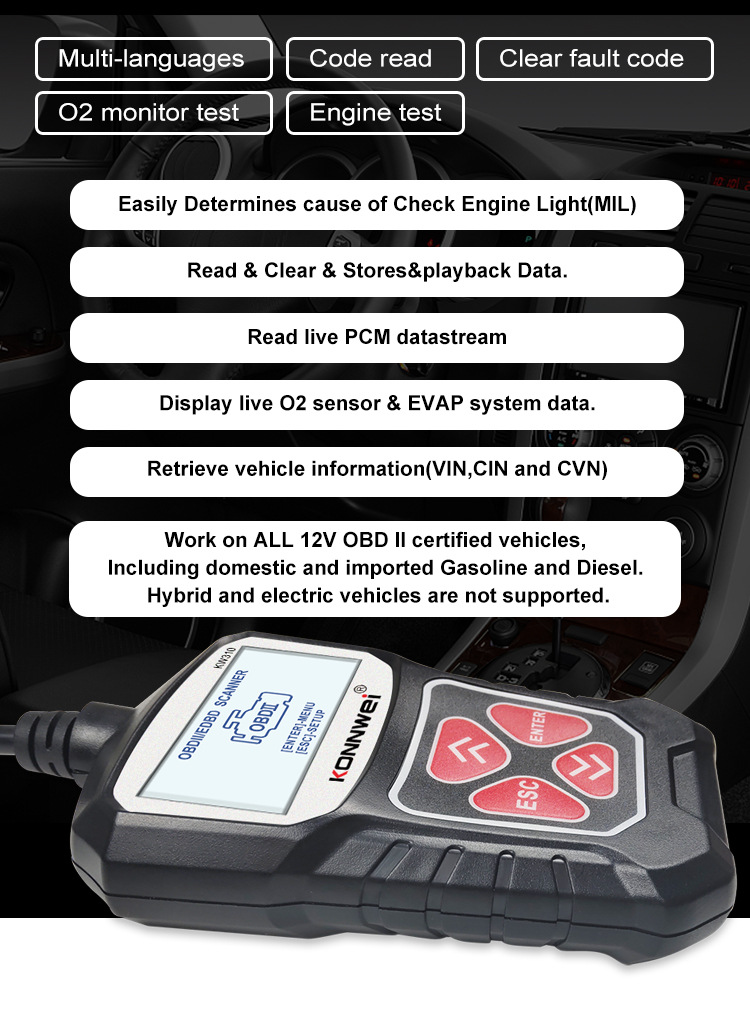 亚马逊 EBAY TEMU 速卖通KW310汽车故障诊断仪扫描仪ecu reader详情6