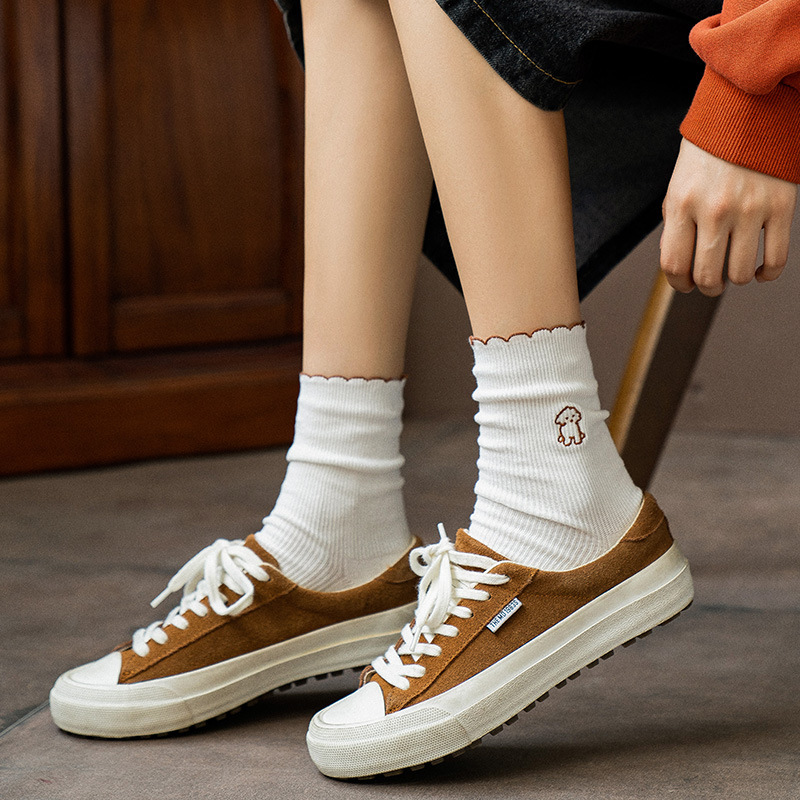Women's mid-calf socks, autumn and winter lace, Japanese cute puppy, ins trendy school style, long pile socks, factory wholesale Application Scenario