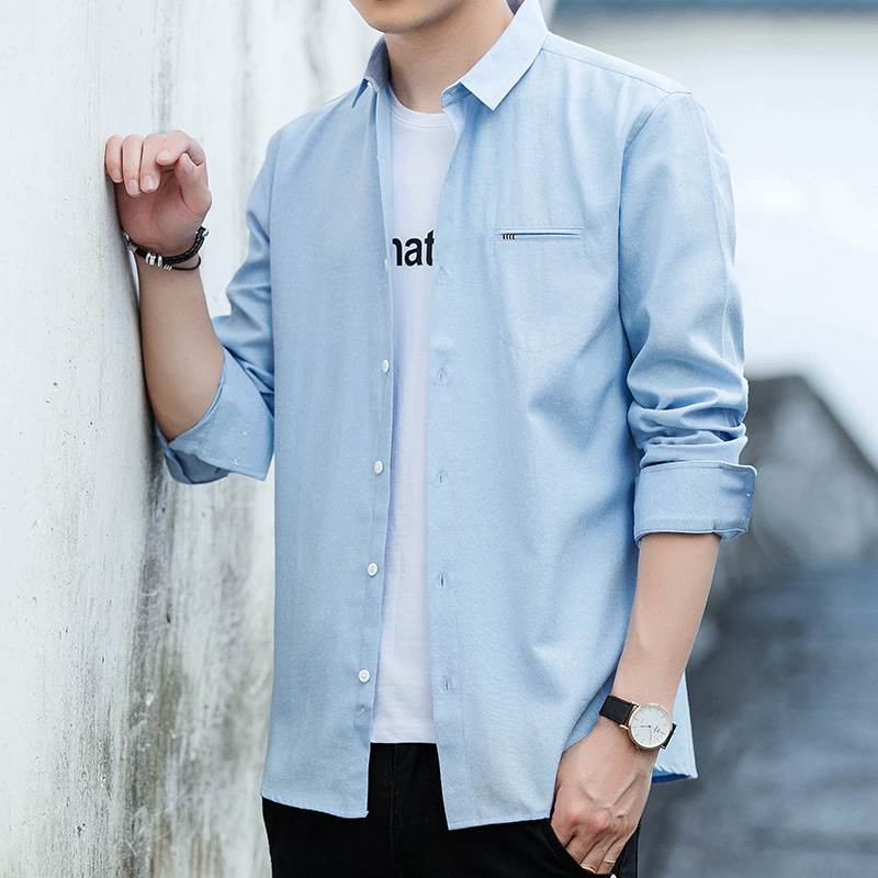 2022 Men's business white-collar shirts, youth casual men's long-sleeved fitted shirts, men's tops, men's workwear Specification image