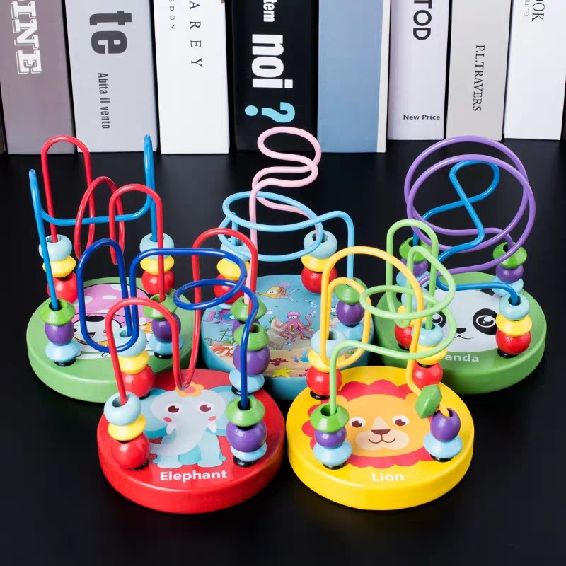Wholesale children's cartoon animals mini beads wooden blocks boys and girls baby intelligence toys holiday gifts