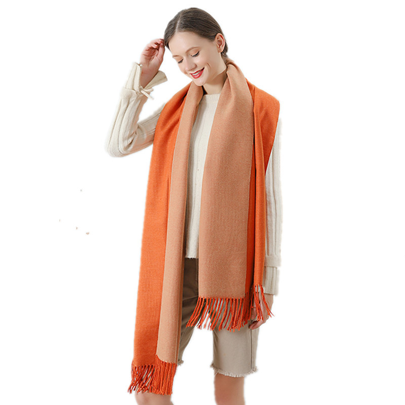 Cashmere Scarf Women's Winter Thickened Warm Two-Color Double-Sided Scarf Autumn Winter 2024 New Men's Wool Scarf Item Picture