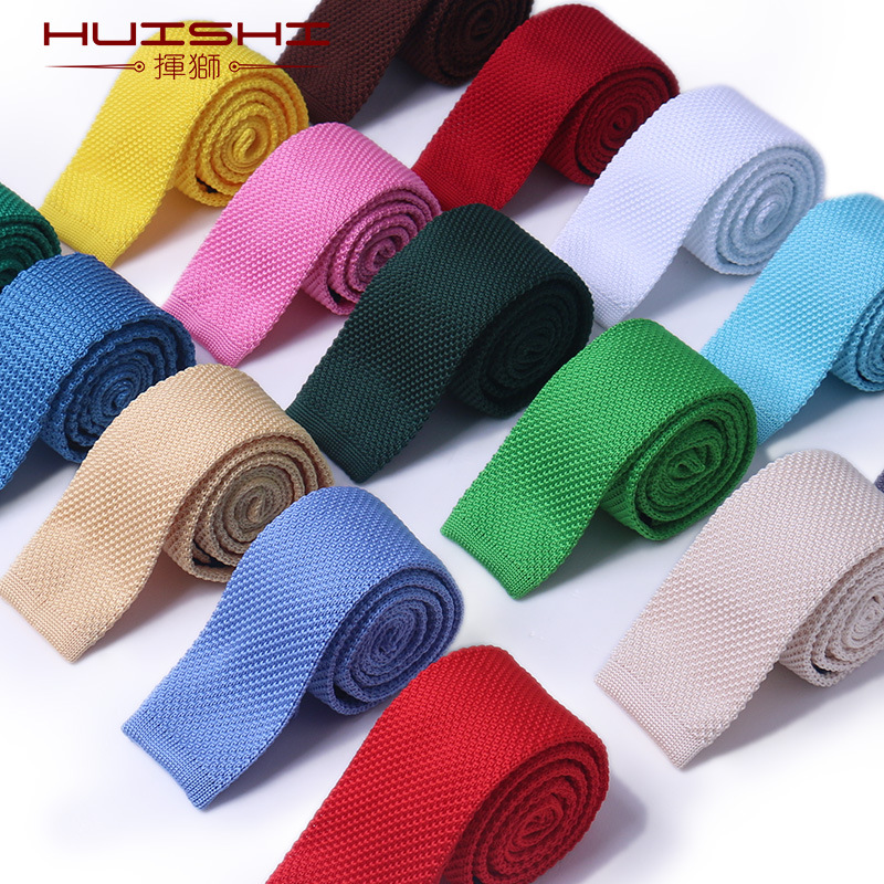 现货供应定针织领带纯色领带5.5cm韩版针织领带厂家直销