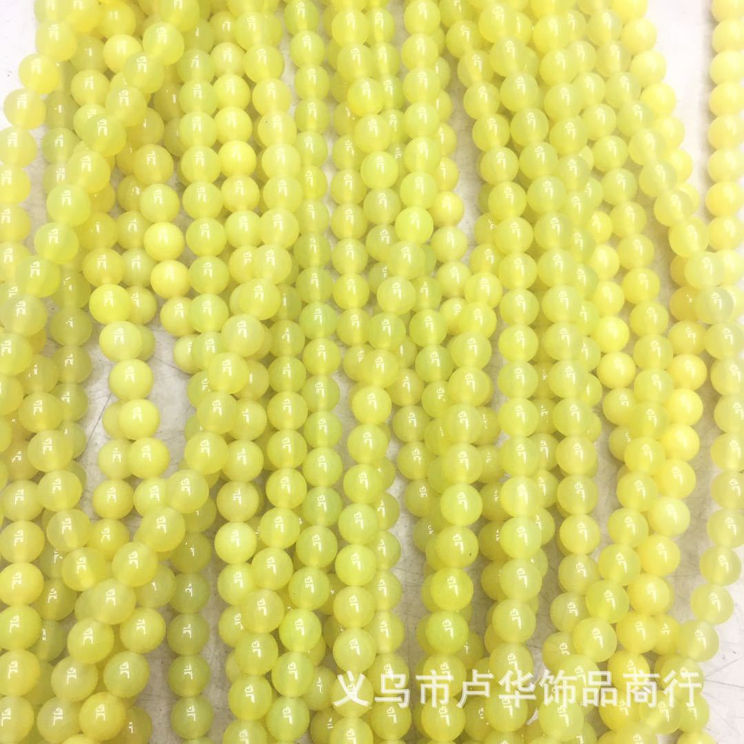 跨境直销天然石黄玛瑙圆珠半成品汉式发簪散珠手工饰品配件批发细节图