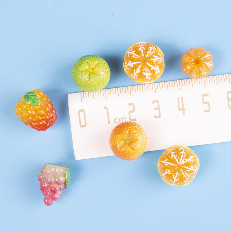 Resin accessories, simulated three-dimensional fruits, oranges, grapes, diy jewelry accessories, creative earrings, keychains, pendants details Picture