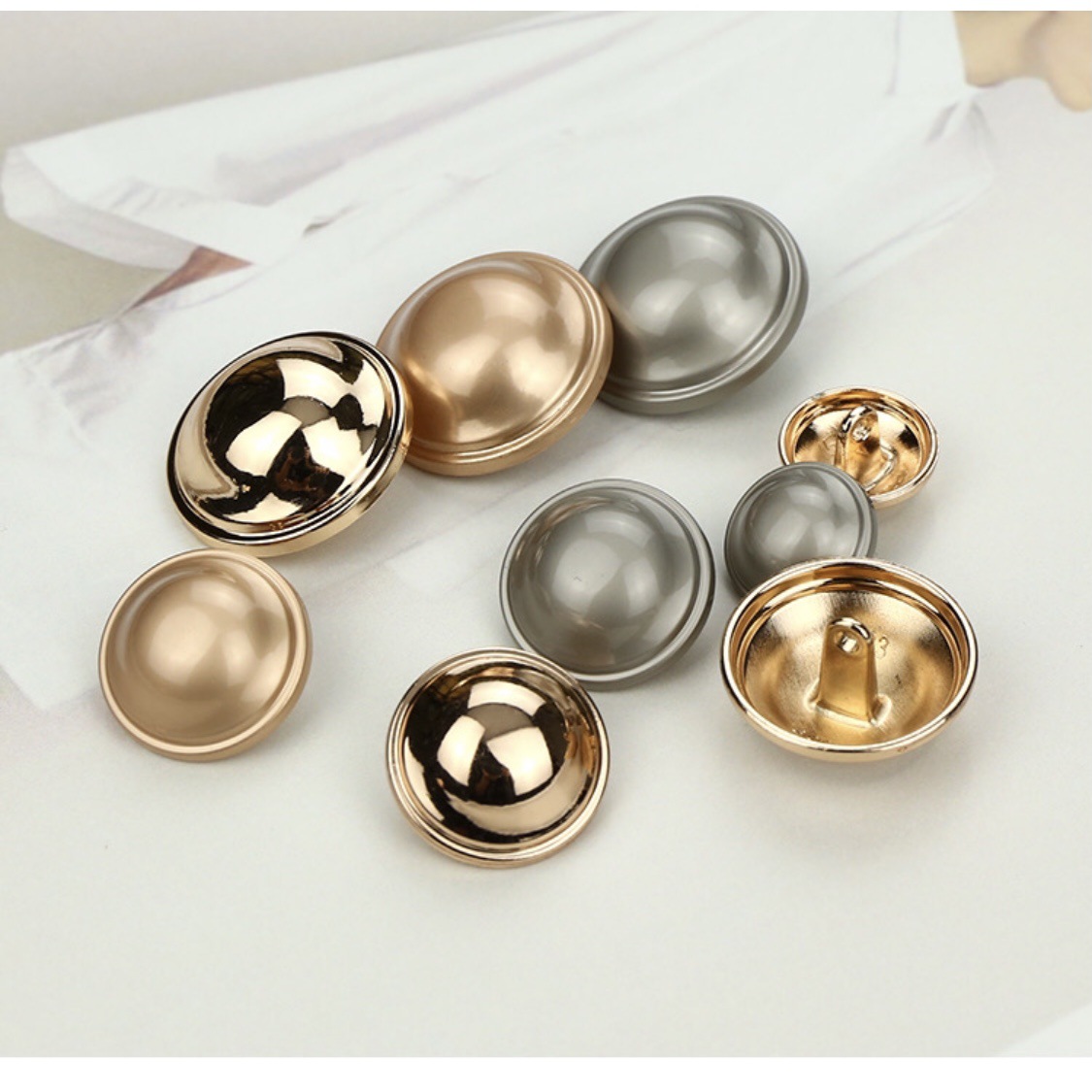 Stylish Metal Fine Edged Mushroom Button Coat Shirt Casual Suit Coat Button Simple Decorative Hand Stitched Buttons details Picture