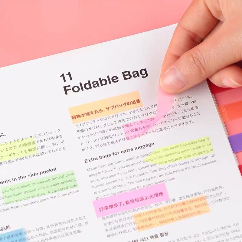Index label paper fluorescent indicator stickers extractive Dazzle Korean small fresh Post-it notes student classification do marking Application Scenario