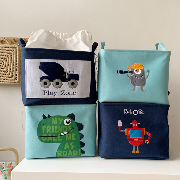 Three layers thickened with lace embroidery pattern children's toy storage basket books clothes organizer basket snacks storage basket