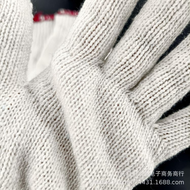 【 No. 2-14 】 Electric White 700g gloves 12/ pack 600/ piece 700g white thickened gloves, labor protection thick thread gloves, anti-abrasion and warm gloves for work 1 yuan 2 yuan wholesale supply details Picture