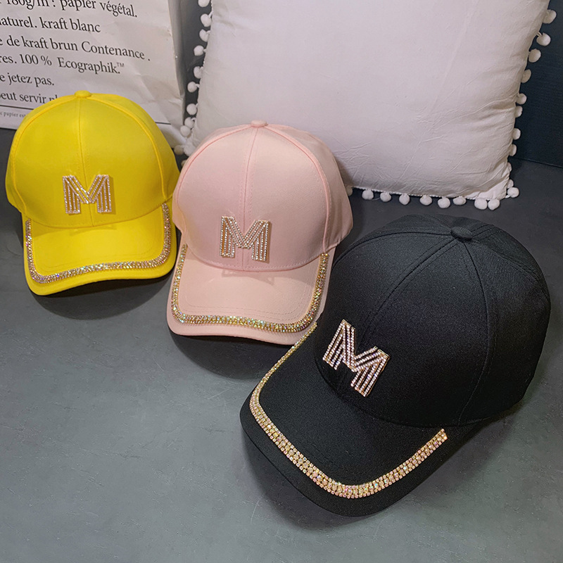 The Korean version of the "Hat Girl" popular baseball cap, an Instagram trendy brand, is a casual M-letter rhinestone sunshade baseball cap for spring and summer Specification image