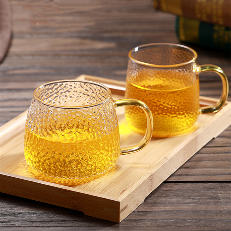 Japanese-style hammer-patterned glass cups, high borosilicate thickened heat-resistant green tea cups, whisky wine glasses, juice drink dragon scale cups