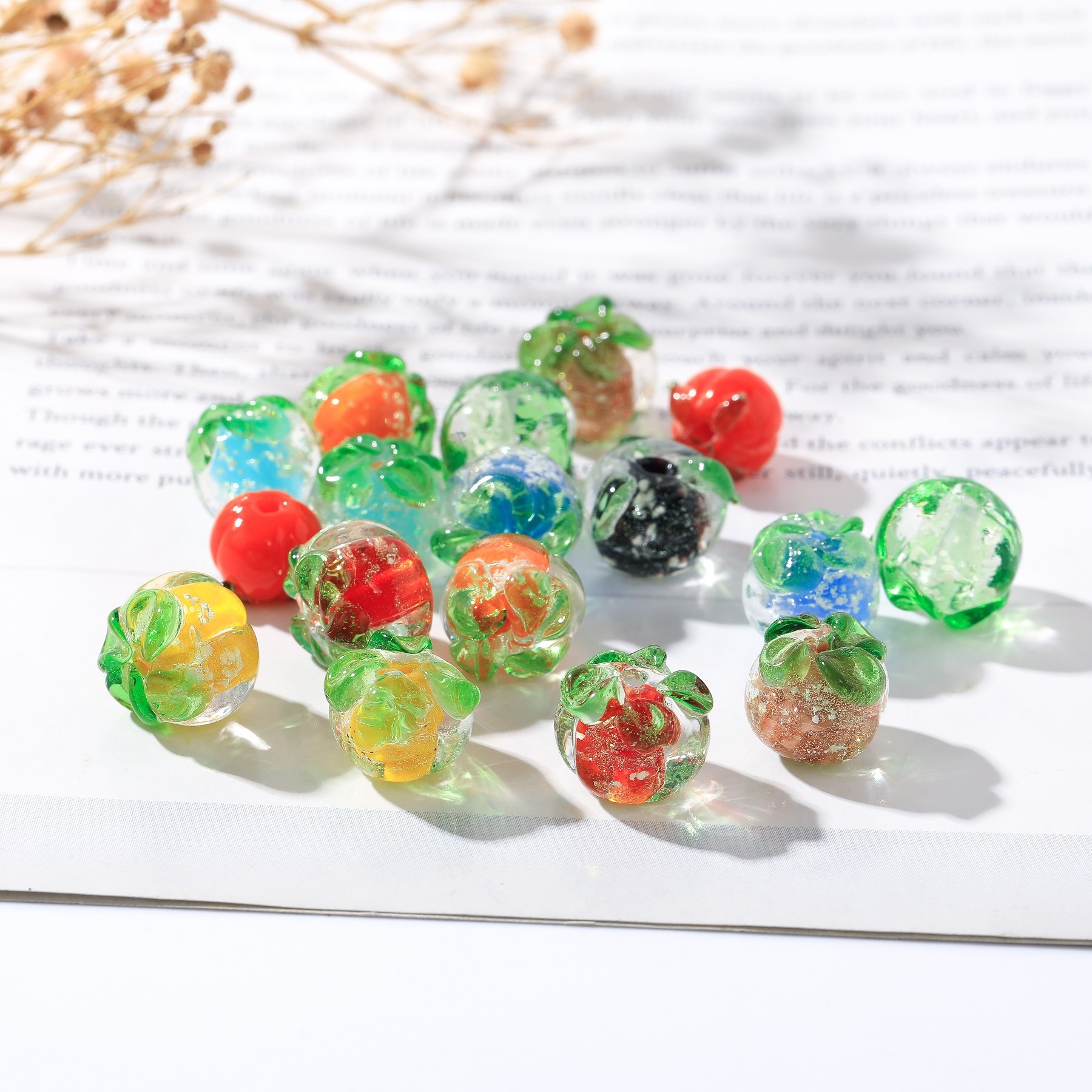 Hanyu Yuan Perforated Small Persimmon Glass Earrings Diy Pendants Creative Accessories Handmade Luminous Persimmon Factory Direct Sales Application Scenario