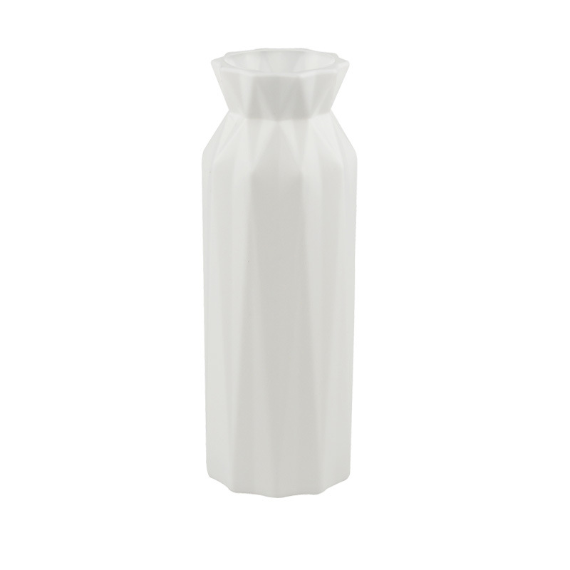 塑料花瓶创意北欧风圆形花瓶时尚简约防摔仿瓷花瓶家居摆件花盆详情图3