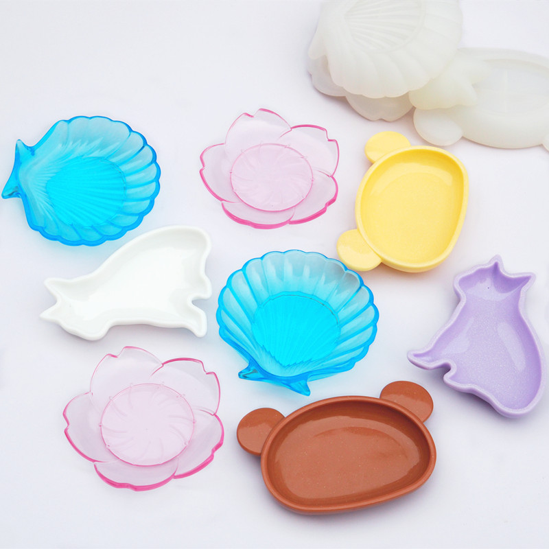 diy crystal drops glue mirror sea shell plate plate storage box table resin decoration silicone mold set Application Scenario