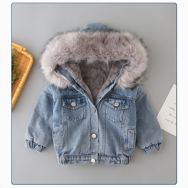 New autumn and winter thickened cotton-padded clothes for girls in foreign trade, baby girls' cotton-padded jackets and children's fleece denim jackets Application Scenario
