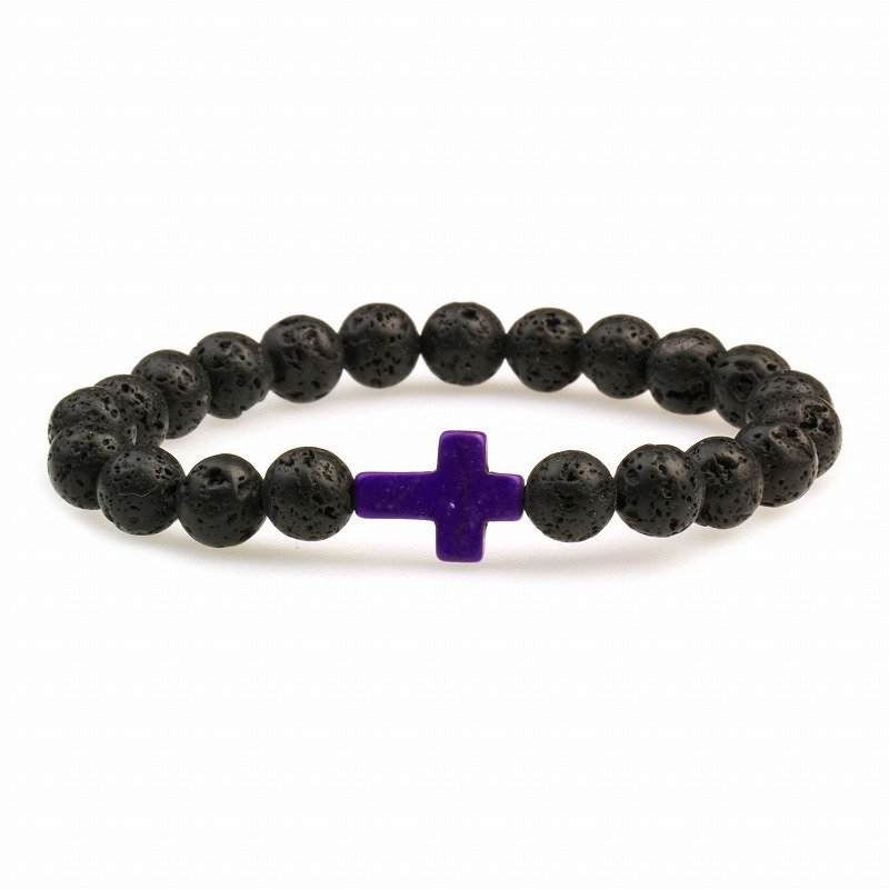 Europe And The United States Cross-Border Foreign Trade Amazon Hot Selling Cross Turquoin Bracelet Jewelry Lava Lava Stone Bracelet For Men And Women Couples Gift Manufacturers Wholesale Application Scenario