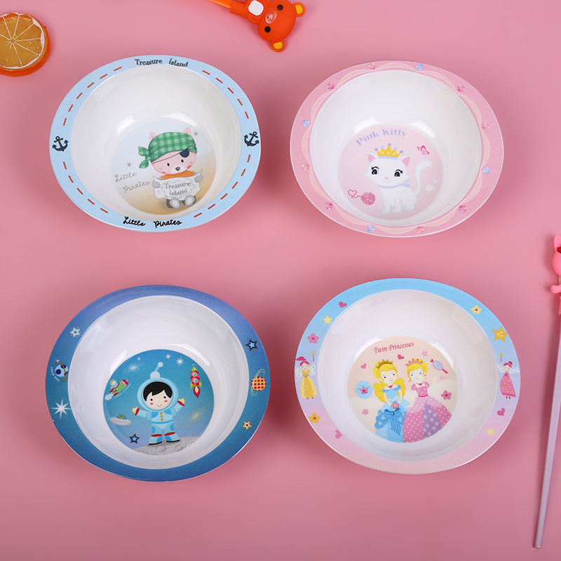 Wholesale Melamine Tableware Round Bowl Japanese-Style Bowl Household Tableware Kindergarten Children's Chopsticks Can Be Customized Logo full figure