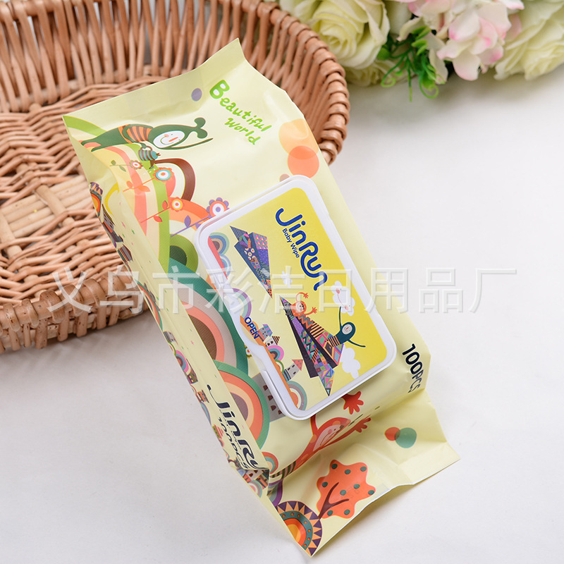 Foreign Trade Hot Super Soft Baby Wipes Baby Soft Wipes Wholesale Newborn Hand And Mouth Wet Wipes 100 Draw With Cover Specification drawing