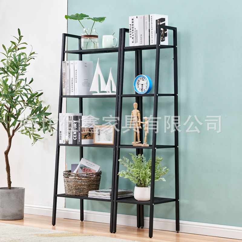 Storage Shelf Floor Type Kitchen Floor Storage Shelf Iron Art Bookshelf Balcony Living Room Flower Shelf Multi-Layer Storage Organizer Shelf Application Scenario