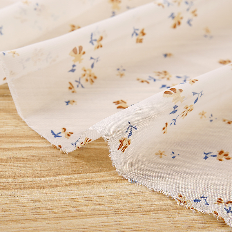 Spring and summer new 75d chiffon printed fabric polyester plain weave dress with small floral patterns in stock Application Scenario