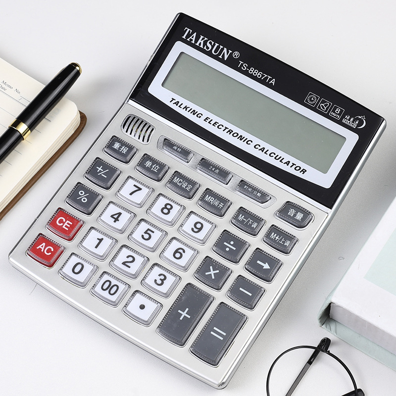 Wholesale of transparent large-key business and financial computers, 8-bit voice calculators, office desktop stationery