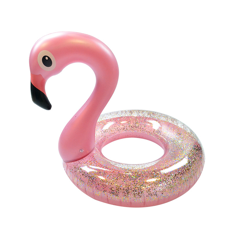 Rainbow Rain ® Pvc Sequin Ring Influencer Ins Love Bird Lifebuoy Adult Flamingo Swimming Ring Item Picture