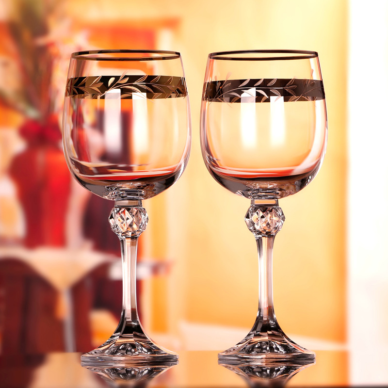 European high-grade crystal glasgoblets gold line一件代发欧式高端水晶杯