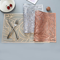 Hot gold placemat pvc leaf heat insulation mat Creative rectangular Western placemat table mat cup mat