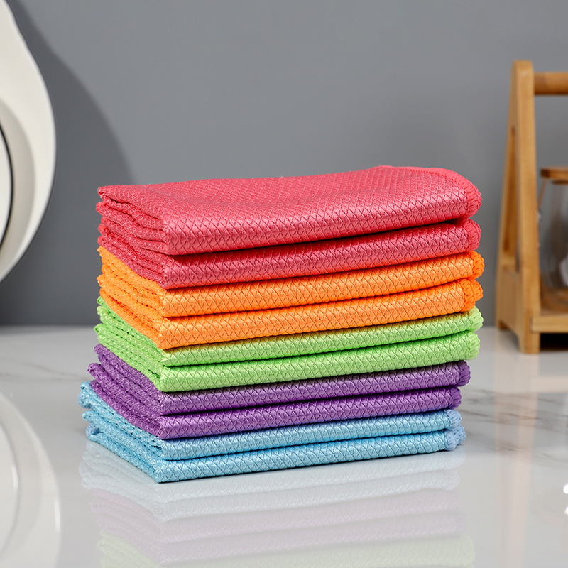 Fish Scale Wipe Glass Anhydrous Cloth Thickened Kitchen Cleaning Towel Thickened Absorbent Wipe Table Cloth Cleaning Cloth details Picture