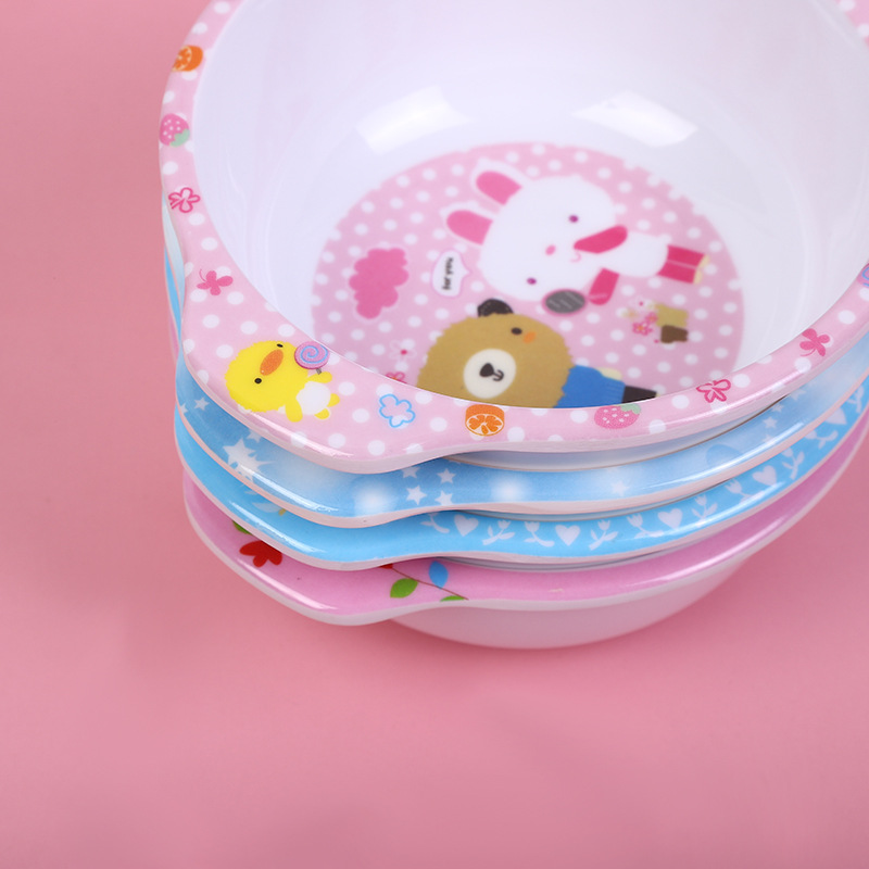 新款密胺双提儿童碗创意可爱儿童宝宝餐具幼儿园饭碗汤碗可定制