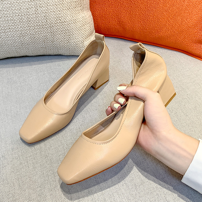 Fu Hao Korean version Grandma Shoes Women's thick heels 2022 new high heels Women's single shoes Casual soft shallow opening women's shoes Application Scenario