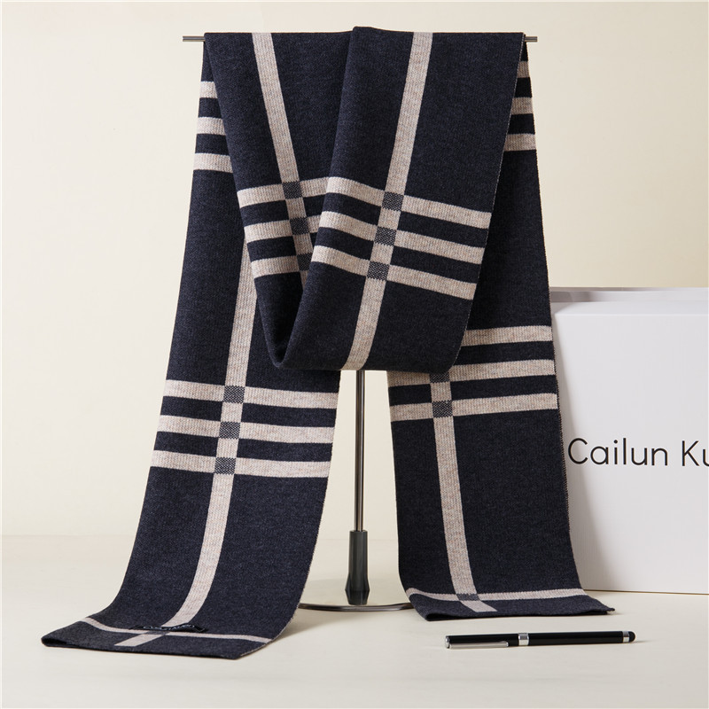 2021 Autumn And Winter New Men's Wool Scarf Male Korean Plaid Business Leisure Warm Bib Wholesale Manufacturers Specification drawing