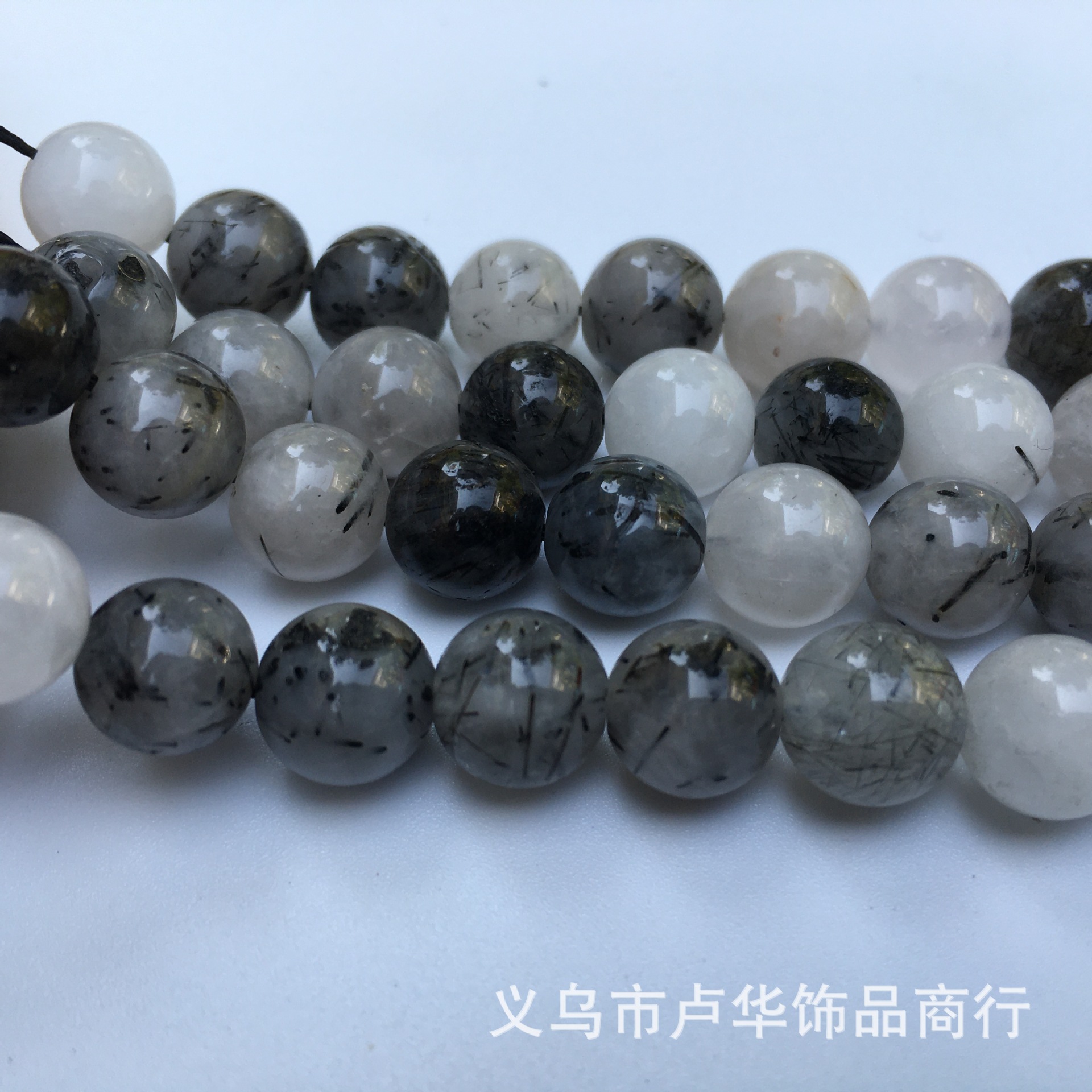 Cross-border direct sales of semi-finished natural stone black hair crystal round beads, Han-style hairpins, loose beads, handcrafted jewelry accessories wholesale