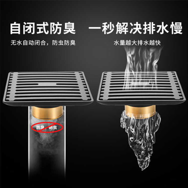 Thickened Floor Drain Anti-Bedbug Inner Core Sewer Three-Way Toilet Bathroom Balcony Washing Machine Drain Pipe Invisible Copper Specification drawing