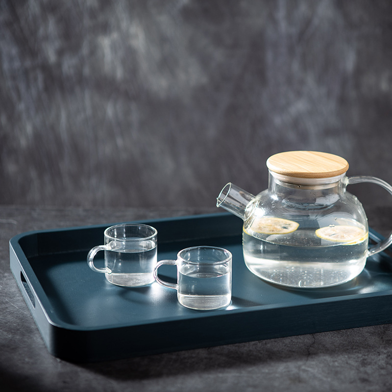 Wholesale simple Morandi color tea trays, light luxury Nordic-style tea set trays, household rectangular bamboo and wood trays in stock Specification image