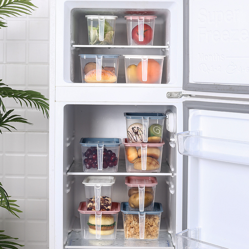 Transparent sealed box, plastic lid preservation box with handle, grain and cereal storage box, food freezing sealed box 0750 details Picture