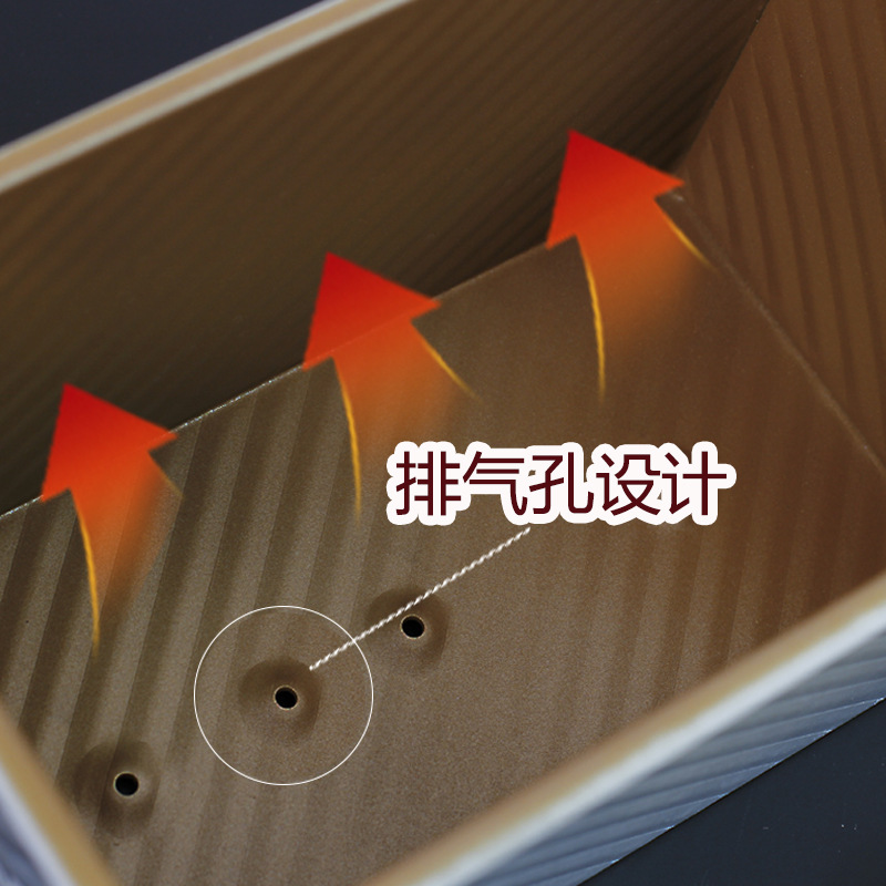 波纹土司盒450g带盖长方形吐司盒面包模烘焙模金色土司盒详情图3