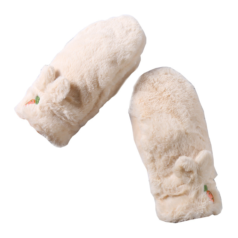 Cute winter gloves for girls, warm for students, Korean version of women's winter fleece and thickened cycling, cold-proof and windproof fleece gloves Item Picture