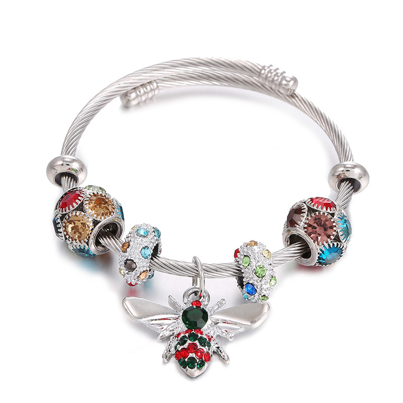 Oly Magic Bracelet 6780 Cross-Border Explosive Amazon Hot Classic Bee Stainless Steel Bracelet Colorful Bee Hand Jewelry Wholesale Item Picture