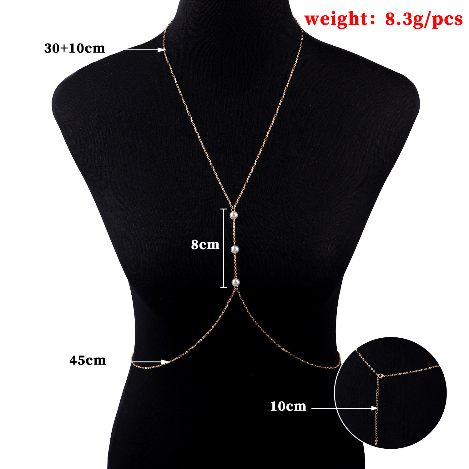 欧美跨境热销 belly bodychain 性感珍珠链条 女式身体链详情图5