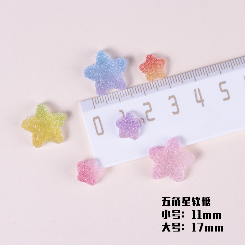 Simulated cartoon star gummy candy gradient resin accessories candy soft glue diy cream glue phone case hair clip material details Picture