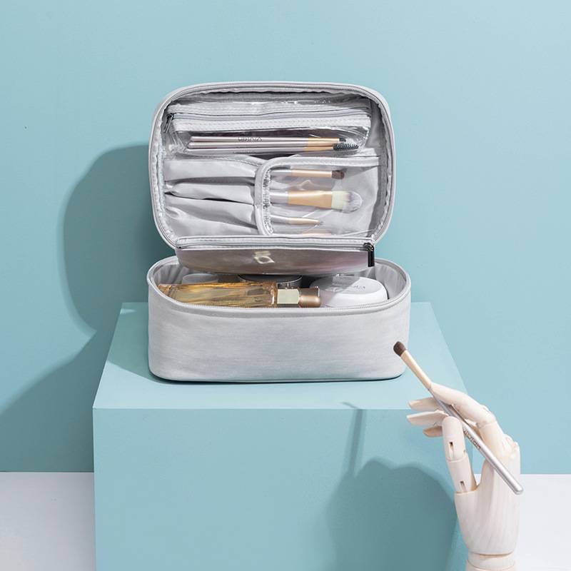 Fan Degree Makeup Bag Wholesale Large Capacity Portable Korean Version Travel Cosmetics Storage Bag Simple Fashion Toiletry Bag Female Specification drawing