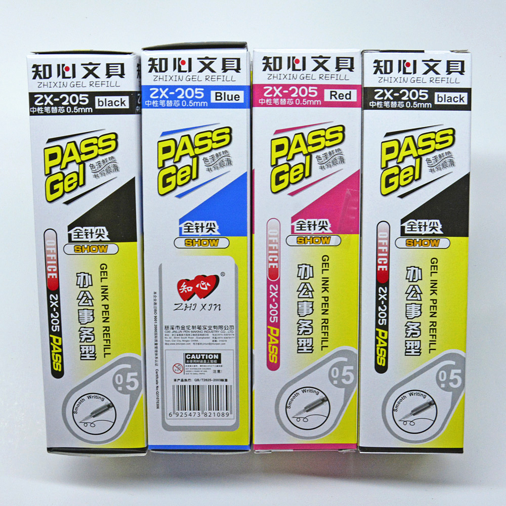 Zhixin ZX-205 full-needle neutral pen refill 0.5mm water pen refill available in blue, red and black, super smooth Item Picture
